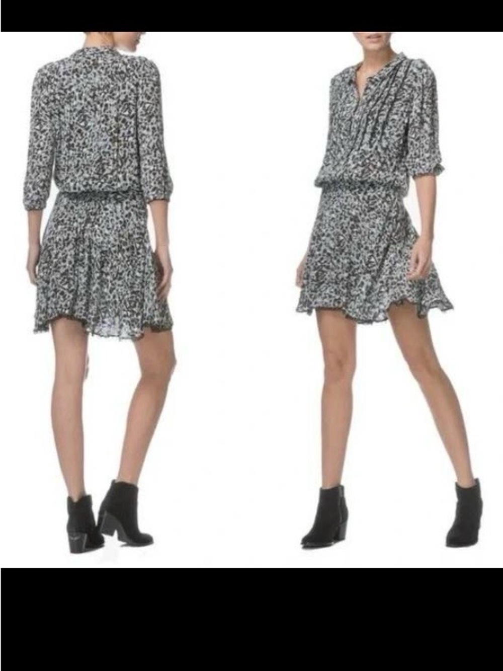 Zadig & Voltaire Black and White Printed Mini Dress